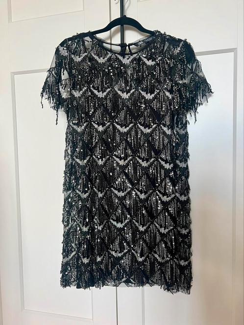 Mooi zwart met zilver glitter jurkje Zara maat S, Kleding | Dames, Jurken, Zo goed als nieuw, Zwart, Boven de knie, Ophalen of Verzenden