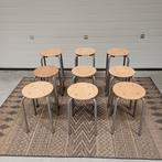9 x vintage school atelier werkplaats krukken partij krukken, Ophalen, Gebruikt, Hout