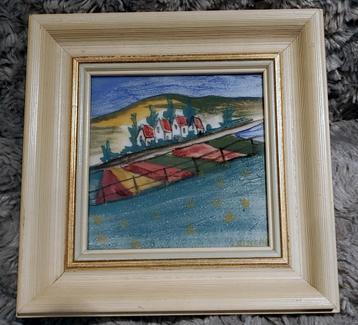 Keramiek schilderijtje 15cm gesigneerd oud helemaal gaaf‼️ beschikbaar voor biedingen