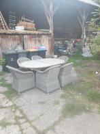 Tuinset teakhout met wicker, Tuin en Terras, Ophalen, Gebruikt, Wicker, 6 zitplaatsen