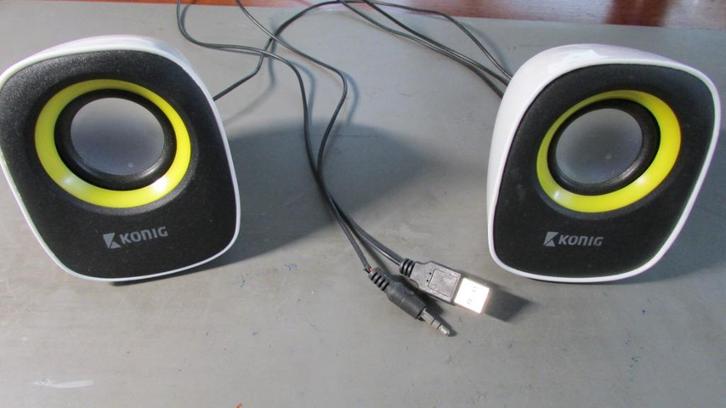 Konig luidsprekertjes (wit) lekker compact, mobiel, USB, Computers en Software, Pc speakers, Zo goed als nieuw, Audiokanaal 2.0