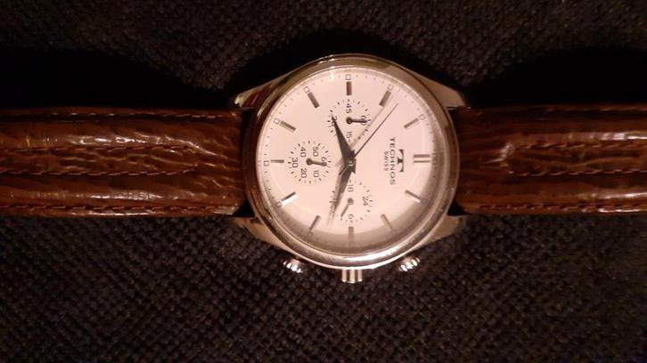 Technos swiss. Chrono Herenhorloge, Sieraden, Tassen en Uiterlijk, Horloges | Heren, Gebruikt, Polshorloge, Overige merken, Staal