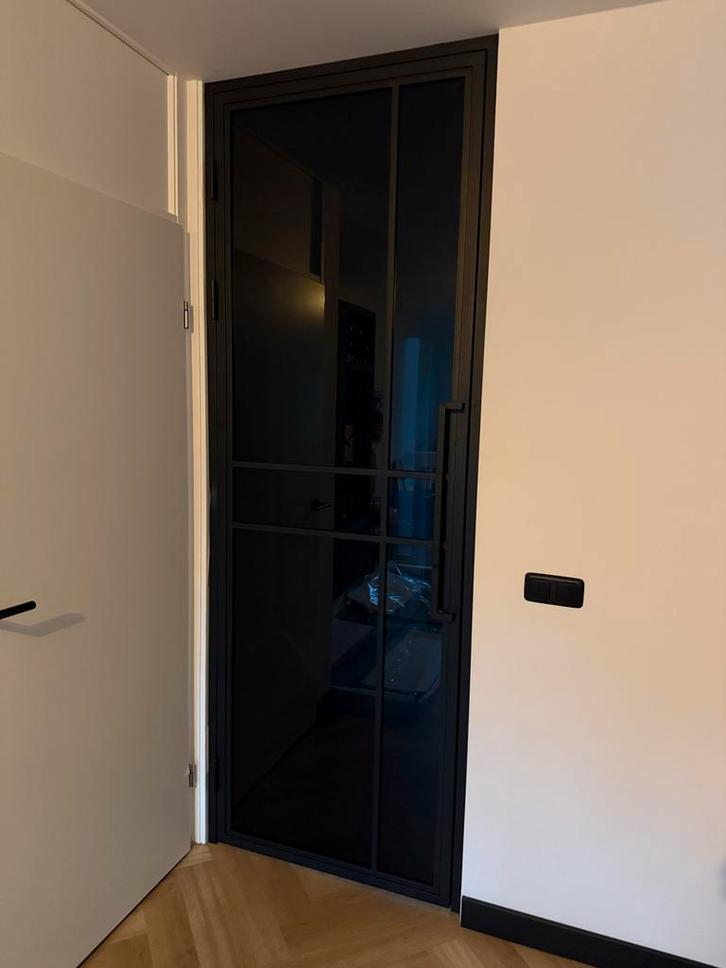 Zwarte Stalen deur incl. Kozijn, Doe-het-zelf en Verbouw, Deuren en Horren, Gebruikt, Binnendeur, 215 cm of meer, 80 tot 100 cm