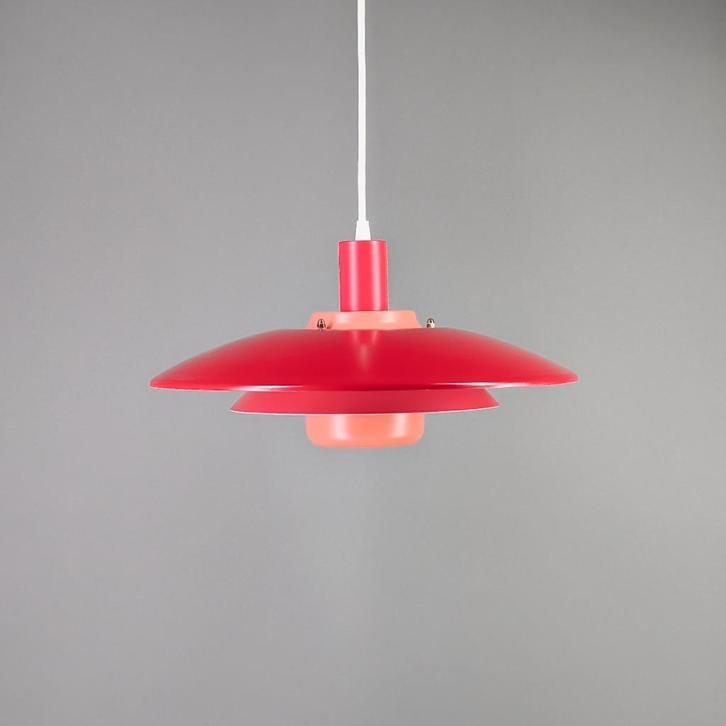 Hanglamp rood en roze, vintage lamp, deens design lamp, Huis en Inrichting, Lampen | Hanglampen, Zo goed als nieuw, 75 cm of meer