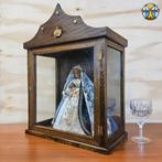 Antieke houten Vitrinekast met heilige Maria / Kapelletje, Antiek en Kunst, Antiek | Religie, Ophalen of Verzenden