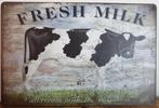 Fresh Milk koe cow reclamebord van metaal wandbord decoratie, Info@deconoord.nl, Deco Noord, Overige typen, Nieuw