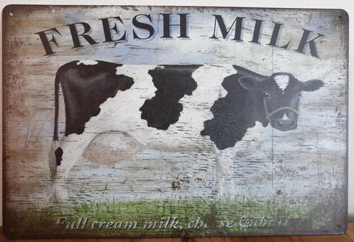 Fresh Milk koe cow reclamebord van metaal wandbord decoratie, Huis en Inrichting, Woonaccessoires | Memoborden, Nieuw, Overige typen