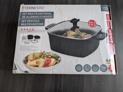 5 delige pannenset, Huis en Inrichting, Keuken | Potten en Pannen, Nieuw, Pannenset, Rvs, Ophalen of Verzenden
