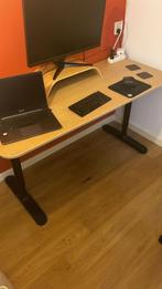 Eiken blad bureau 140x60 cm zwarte poten ronde hoeken, Ophalen, Zo goed als nieuw, Bureau