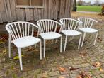 Set van 4 witte kunststof stapelstoelen, Ophalen, Kunststof, Gebruikt, Wit