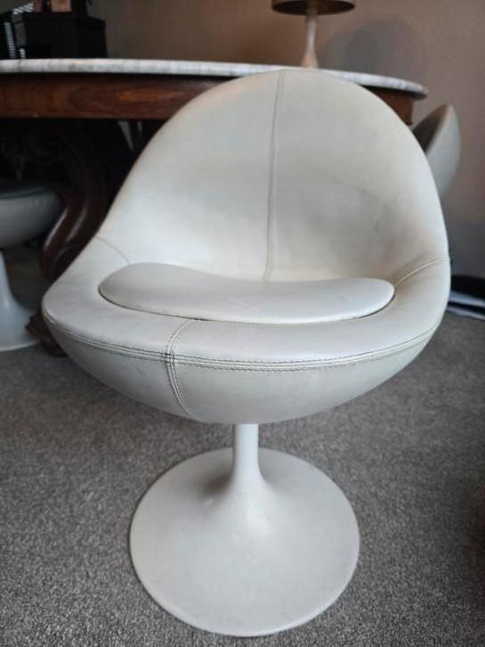 DESIGN Johanson ontwerp vintage stoelen, Huis en Inrichting, Stoelen, Zo goed als nieuw, Vier, Leer, Wit, Ophalen