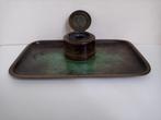 Art Deco Just Andersen brons inktstel glas pot inkwell, Verzenden
