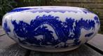 Chinese Porseleinen Bonsai Pot - Blauwe Draak Motief!, Rond, Ophalen of Verzenden, Minder dan 25 cm, Aardewerk