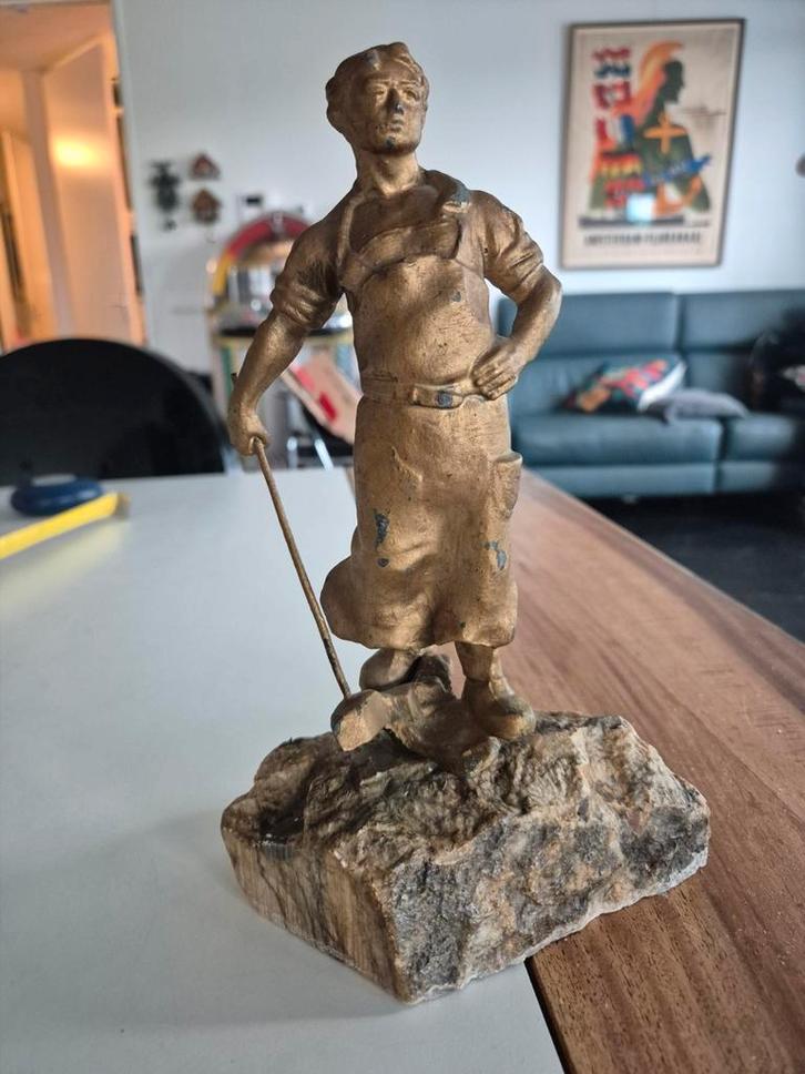 Vintage Beeld Smid - 24cm, Antiek en Kunst, Kunst | Beelden en Houtsnijwerken, Ophalen of Verzenden