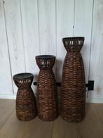 Grote rieten kaarsen standaards, Huis en Inrichting, Woonaccessoires | Kandelaars en Kaarsen, Ophalen of Verzenden, Zo goed als nieuw