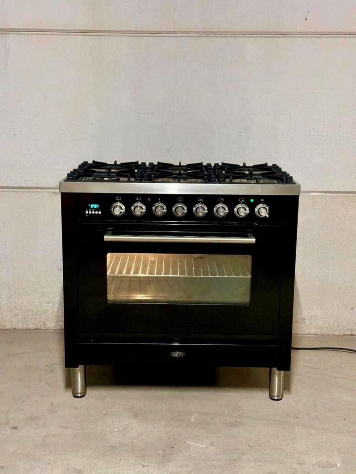 Boretti Gasfornuis 90 cm, Witgoed en Apparatuur, Fornuizen, Zo goed als nieuw, Vrijstaand, Gas, 5 kookzones of meer, 85 tot 90 cm