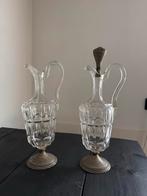 Antieke Kristallen Karaffen met Zilveren Voet, Antiek en Kunst, Antiek | Glas en Kristal, Ophalen of Verzenden