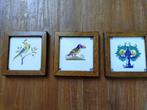 Set van 3 ingelijste oude wandtegels, Ophalen of Verzenden