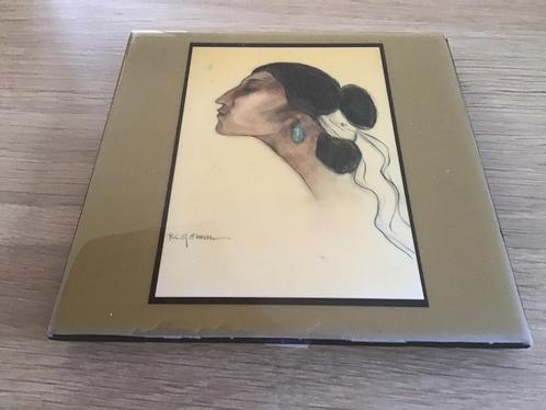 Schilderij ( tegel ) van R.C. Gorman, Antiek en Kunst, Kunst | Niet-Westerse kunst, Verzenden