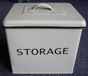 Emaille storage box - retro look. Bewaarblik / trommel beschikbaar voor biedingen