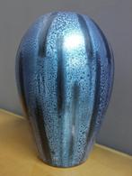 grote VINTAGE BOLLE blauwe BOLLE vaas met strepen VINTAGE, Gebruikt, Blauw, Aardewerk of Porselein, Ophalen of Verzenden