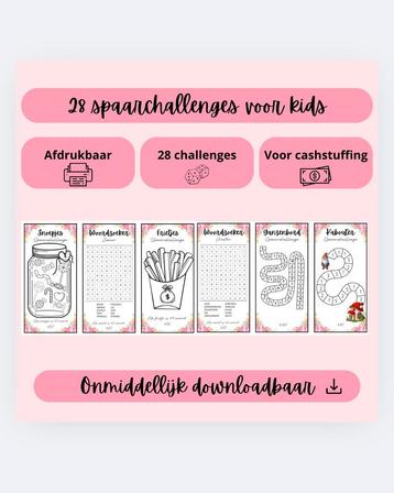 28 spaarchallenges voor kids (cashstuffen)  beschikbaar voor biedingen