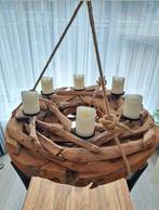 Unieke Houten Kroonluchter met Touw, Huis en Inrichting, Ophalen, Zo goed als nieuw