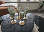 Antieke boheems glas  verzilverde voet 6 stuks, Antiek en Kunst, Ophalen of Verzenden