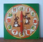 Vintage houten SIO kinder klok, leren klokkijken, Ophalen of Verzenden, Zo goed als nieuw