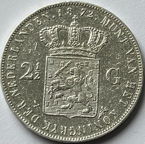 2,5 gulden 1872, Postzegels en Munten, Munten | Nederland, Losse munt, 2½ gulden, Koning Willem III, Zilver, Ophalen of Verzenden