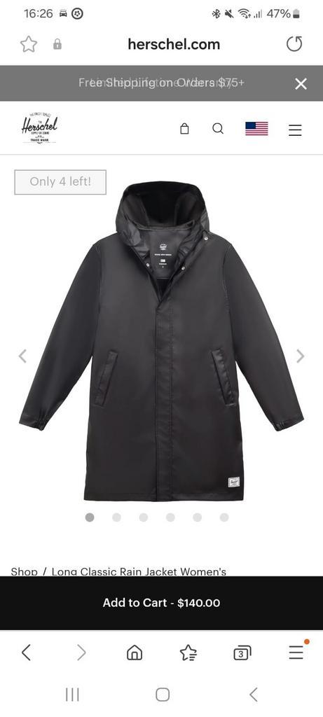 HERSCHEL regenjas/ tussenjas maat xs., Kleding | Heren, Jassen | Winter, Zo goed als nieuw, Maat 46 (S) of kleiner, Zwart, Ophalen of Verzenden