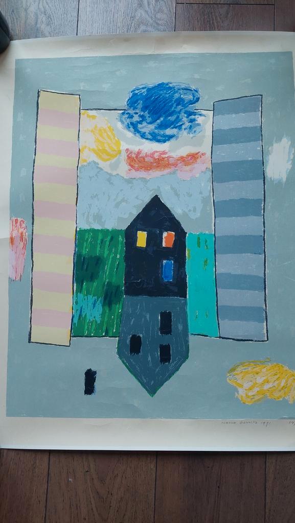 Harry Gerritz - Black Totem - Zeefdruk 1990, Antiek en Kunst, Kunst | Litho's en Zeefdrukken, Ophalen of Verzenden