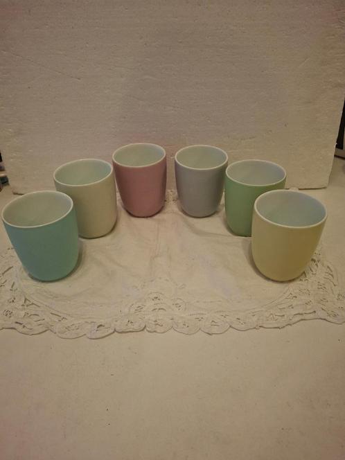 Goedewaagen Gouda - set van 6 verschillende pastel bekers, Antiek en Kunst, Antiek | Servies los, Ophalen of Verzenden