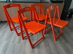 Vintage oranje set van 4 Aldo Jacober klapstoelen!, Ophalen, Overige kleuren, Hout, Vier