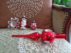 3 Oude Glazen Kerstballen / Ornamenten & Piek ** Mimosa **, Diversen, Kerst, Ophalen of Verzenden