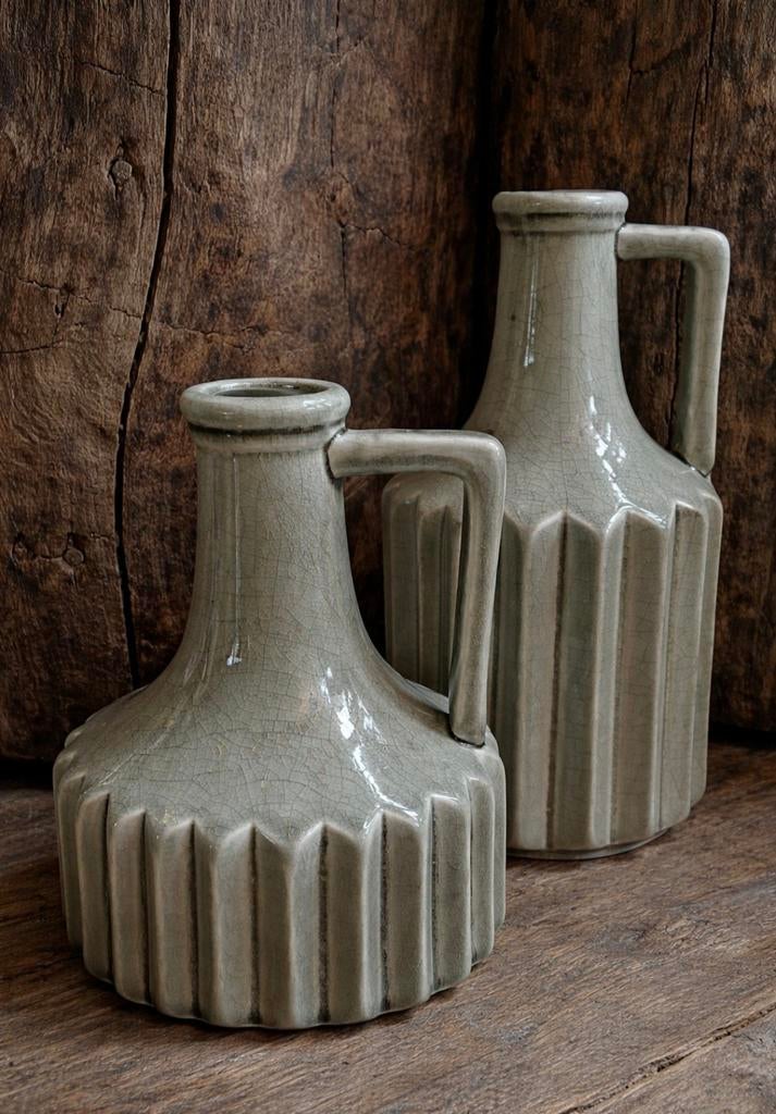 Olijfgroene Lifestyle Vazen - Nieuw!, Verzenden, Aardewerk of Porselein, Nieuw, Minder dan 50 cm