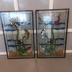 Glas in lood ramen met koi karpers ps 250 euro per set 425, Ophalen, Gevelraam of Ruit, 80 tot 120 cm, 80 tot 120 cm
