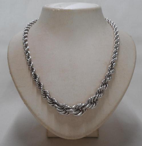 Zilveren Vintage koord collier nr.497, Sieraden, Tassen en Uiterlijk, Kettingen, Zo goed als nieuw, Zilver, Zilver, Verzenden