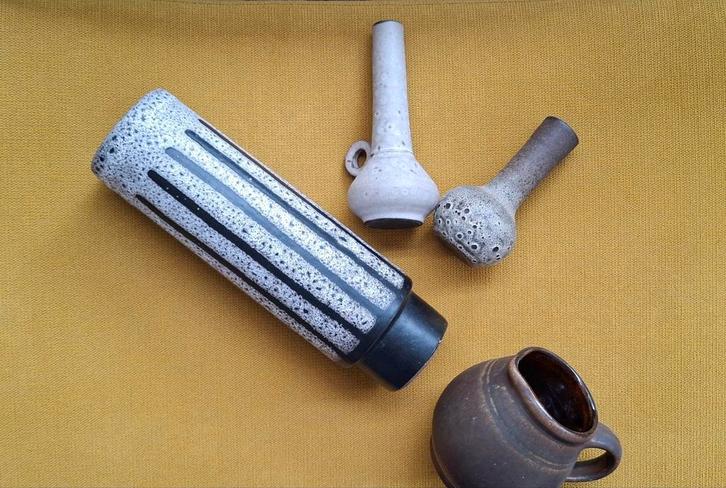 4 Vintage Mid Century modern Vazen, fat lava, Germany, Antiek en Kunst, Antiek | Vazen, Ophalen