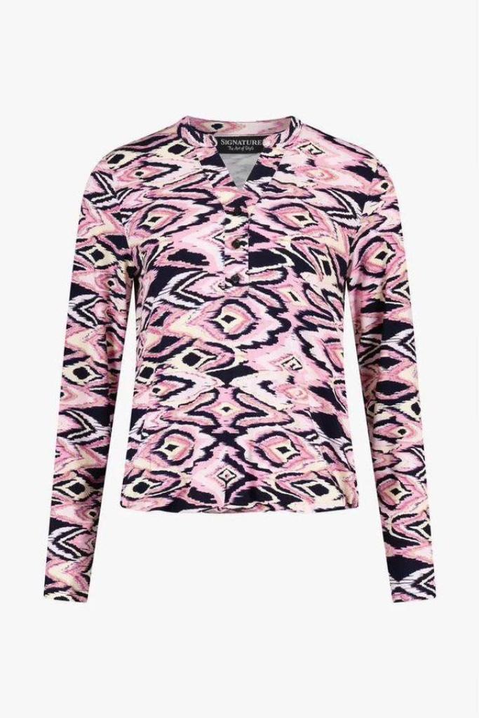 7827 shirt met etnische print van SIGNATURE - maat 3XL (50), Kleding | Dames, Grote Maten, Nieuw, Shirt of Top, Roze, Verzenden
