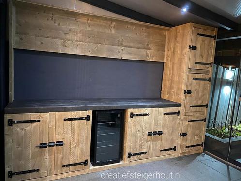 Steigerhouten buitenkeuken toren kast koelkast tuin meubel, Tuin en Terras, Buitenkeukens, Nieuw, Gas, Inbouw, Vrijstaand, Ophalen of Verzenden