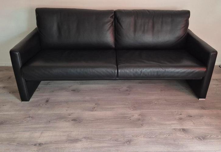 Leren 3-zitsbank (zwart) Merk W.Schillig., Huis en Inrichting, Banken | Bankstellen, Zo goed als nieuw, Tweepersoons, 75 tot 100 cm