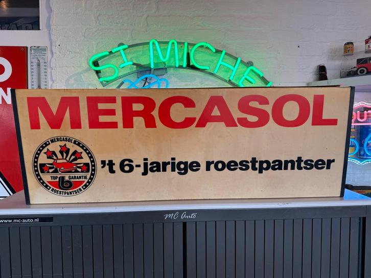 Mercasol Roestpantser Reclamebord Lichtbak, Verzamelen, Merken en Reclamevoorwerpen, Gebruikt, Lichtbak of (neon) lamp, Ophalen