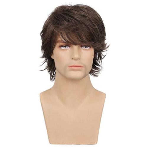 Bruine Middel Lange Heren Pruik Haarstuk Haarstukje Mannen, Sieraden, Tassen en Uiterlijk, Uiterlijk | Haarverzorging, Nieuw, Pruik of Haarverlenging