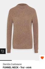 Davida cashmere trui met halve col taupe maat XS 34, Davida Cashmere, Verzenden, Beige, Zo goed als nieuw