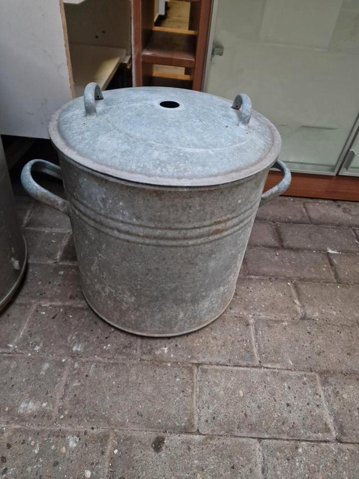 Zinken wasketel kookpan, Tuin en Terras, Bloembakken en Plantenbakken, Minder dan 30 cm, Rond, Ophalen