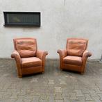 Set van twee vintage cognac leren fauteuils, Ophalen, Nvt, Nvt, Leer
