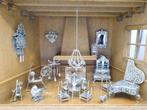Eikenhouten kamer met 21 zilveren miniaturen, Schoonhoven, Antiek en Kunst, Verzenden, Zilver