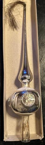 14 vintage zilveren glazen kerstballen + piek met tinsel, Ophalen, Gebruikt