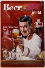 Beer will save the world bier relief reclamebord van metaal, Huis en Inrichting, Woonaccessoires | Tekstborden en Spreuken, Info@deconoord.nl